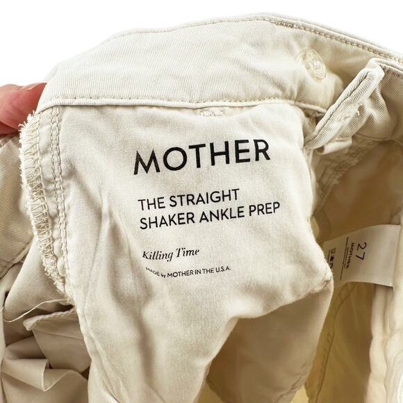 Mother The Straight Ankle Shaker Prep Pants Size 27 Preppy Classic Ivory Chino - Picture 6 of 11
